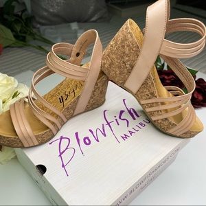 Blowfish Malibu Helm Blush Strappy Wedges 9 1/2